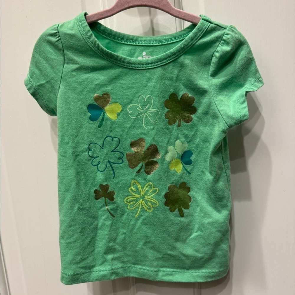 Circo 2T Girls Green St Patrick’s Day Shamrock Short Sleeve Top Blouse